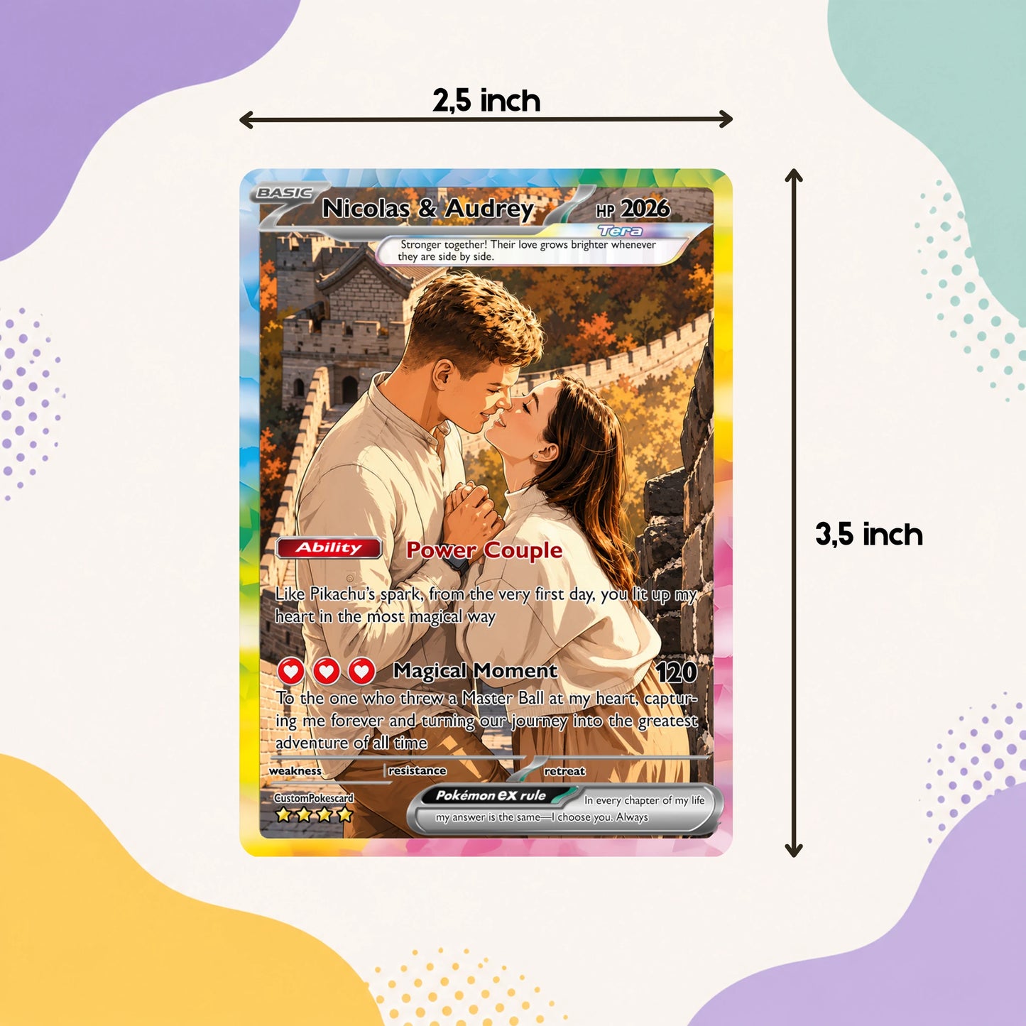 Custom Poke Card for Couple - Anime-Inspired Ghibli Aesthetic Pocket Monster Gift - Customizable Trading Cards - CPC 4