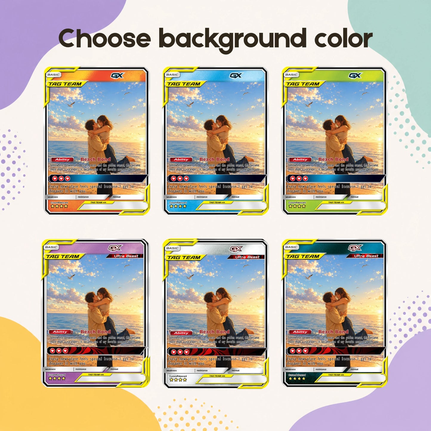 Custom Beach Couple Anime Card - Personalized Summer Vacation Gift, Custom Anime Photo Card, Valentine Gift, Gift for Him, Gift for Her, Custom Card for Couple - CPC 7.1