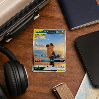 Custom Beach Couple Anime Card - Personalized Summer Vacation Gift, Custom Anime Photo Card, Valentine Gift, Gift for Him, Gift for Her, Custom Card for Couple - CPC 7.1