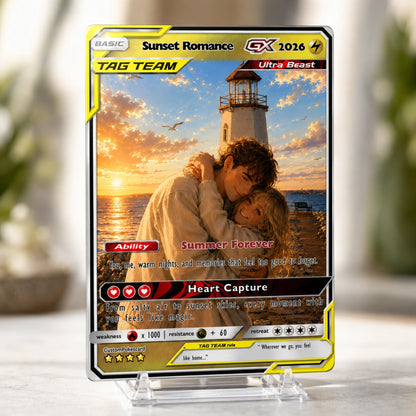 Custom Beach Couple Anime Card - Personalized Summer Vacation Gift, Custom Anime Photo Card, Valentine Gift, Gift for Him, Gift for Her, Custom Card for Couple - CPC 8.1