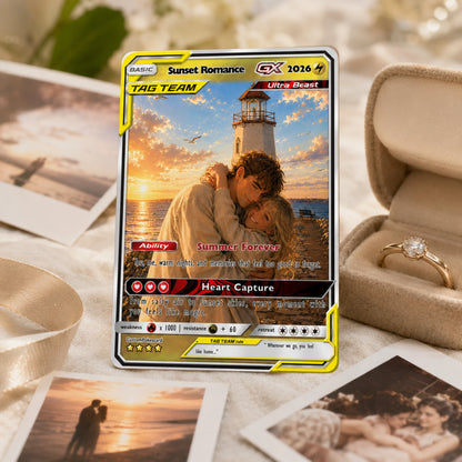 Custom Beach Couple Anime Card - Personalized Summer Vacation Gift, Custom Anime Photo Card, Valentine Gift, Gift for Him, Gift for Her, Custom Card for Couple - CPC 8.1