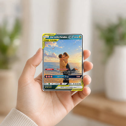Custom Beach Couple Anime Card - Personalized Summer Vacation Gift, Custom Anime Photo Card, Valentine Gift, Gift for Him, Gift for Her, Custom Card for Couple - CPC 7.1