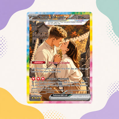 Custom Poke Card for Couple - Anime-Inspired Ghibli Aesthetic Pocket Monster Gift - Customizable Trading Cards - CPC 4
