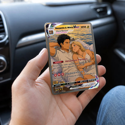 Custom Beach Couple Anime Card - Personalized Summer Vacation Gift, Custom Anime Photo Card, Valentine Gift, Gift for Him, Gift for Her, Custom Card for Couple - CPC 2.1