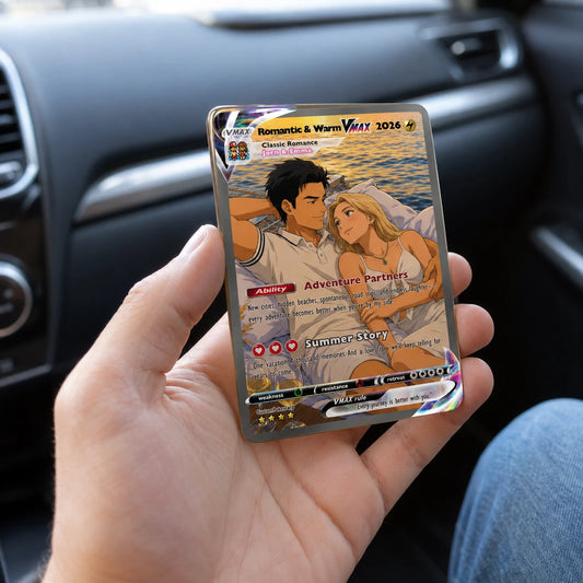 Custom Beach Couple Anime Card - Personalized Summer Vacation Gift, Custom Anime Photo Card, Valentine Gift, Gift for Him, Gift for Her, Custom Card for Couple - CPC 2.1