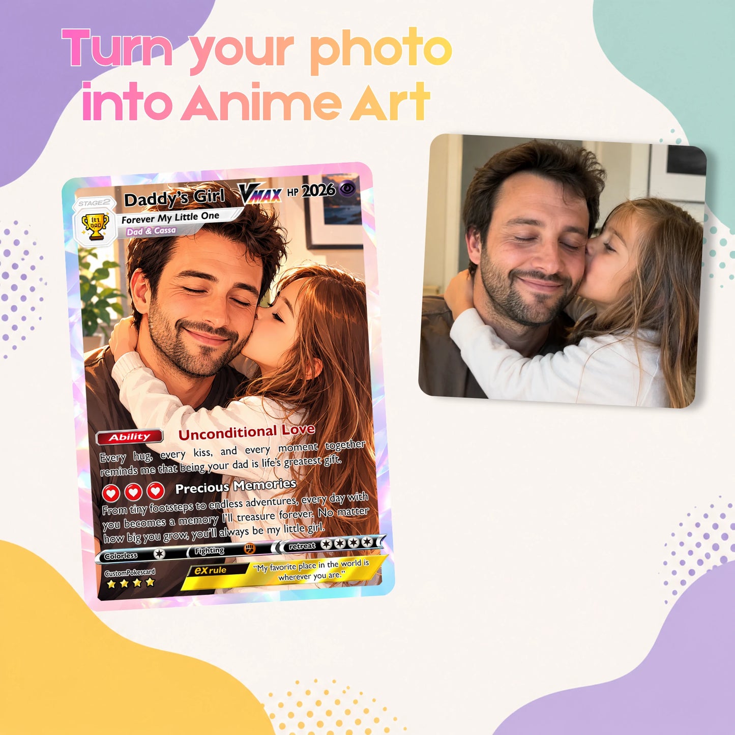Best Dad Ever Custom Anime Card - Personalized Father's Day Gift from Kids- CPC 3.1
