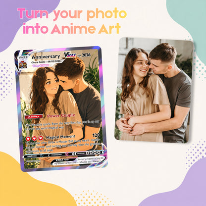 Anime Transformation Custom Pokemon Card - Personalized Poke Card for Couples - Holographic Effect Available- CPC 2