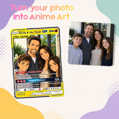2026 Happy Family Custom Pokémon Card - Comic Anime Style Personalized Pokémon Card for Family - Perfect Gift for Parents & Kids - CPC 7
