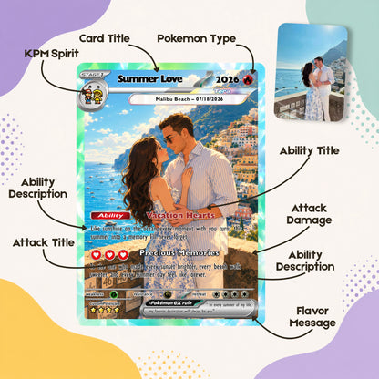 Custom Beach Couple Anime Card - Personalized Summer Vacation Gift, Custom Anime Photo Card, Valentine Gift, Gift for Him, Gift for Her, Custom Card for Couple - CPC 6.2
