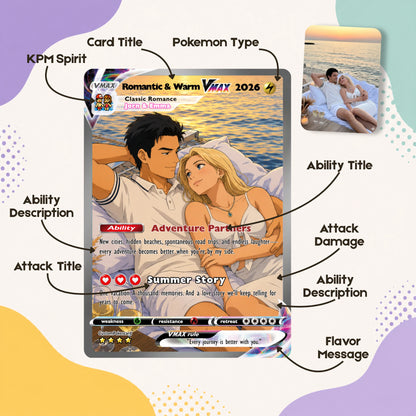 Custom Beach Couple Anime Card - Personalized Summer Vacation Gift, Custom Anime Photo Card, Valentine Gift, Gift for Him, Gift for Her, Custom Card for Couple - CPC 2.1