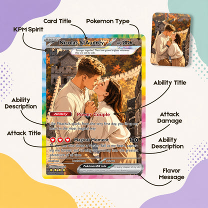 Custom Poke Card for Couple - Anime-Inspired Ghibli Aesthetic Pocket Monster Gift - Customizable Trading Cards - CPC 4