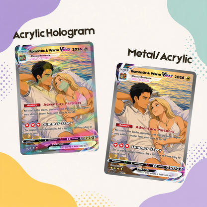 Custom Beach Couple Anime Card - Personalized Summer Vacation Gift, Custom Anime Photo Card, Valentine Gift, Gift for Him, Gift for Her, Custom Card for Couple - CPC 2.1