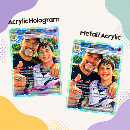 Dad Custom Pokémon Card for Father's Day - Father’s Day Personalized Pokémon Card for Sport Dad - Comic Anime Style Customizable Gift from Supporter, Wife, Son & Daughter, CPC 6