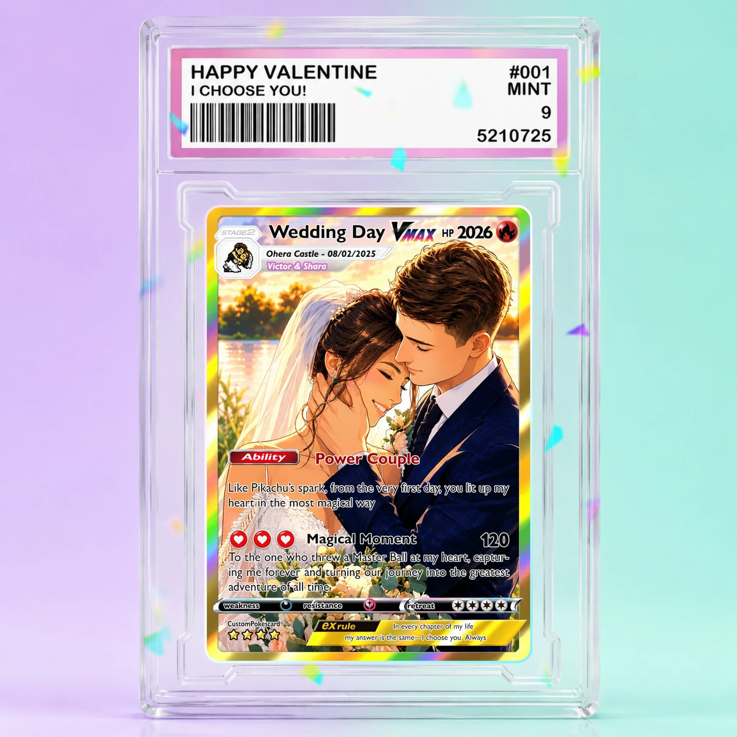 Anniversary Card, Anime Wedding Card, Custom Photo Pokemon Card, Bespoke Couple Cards, Gift for Him/Her, Anniversary Presents, CPC 3