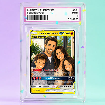 2026 Happy Family Custom Pokémon Card - Comic Anime Style Personalized Pokémon Card for Family - Perfect Gift for Parents & Kids - CPC 7