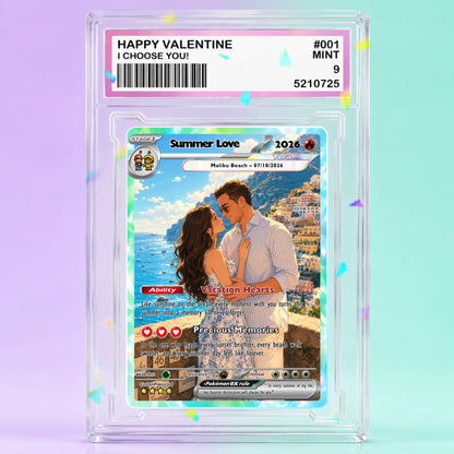 Custom Beach Couple Anime Card - Personalized Summer Vacation Gift, Custom Anime Photo Card, Valentine Gift, Gift for Him, Gift for Her, Custom Card for Couple - CPC 6.2