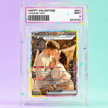 Custom Poke Card for Couple - Anime-Inspired Ghibli Aesthetic Pocket Monster Gift - Customizable Trading Cards - CPC 4
