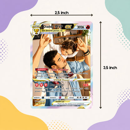 2026 Happy Father's Day Custom Pokémon Card - Comic Anime Style Personalized Pokémon Card for Dad - Perfect Gift for Dad - CPC 5
