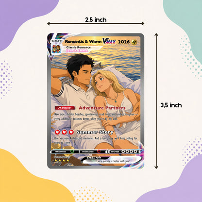 Custom Beach Couple Anime Card - Personalized Summer Vacation Gift, Custom Anime Photo Card, Valentine Gift, Gift for Him, Gift for Her, Custom Card for Couple - CPC 2.1