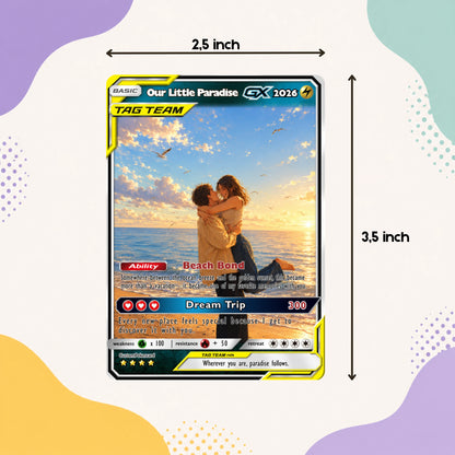 Custom Beach Couple Anime Card - Personalized Summer Vacation Gift, Custom Anime Photo Card, Valentine Gift, Gift for Him, Gift for Her, Custom Card for Couple - CPC 7.1