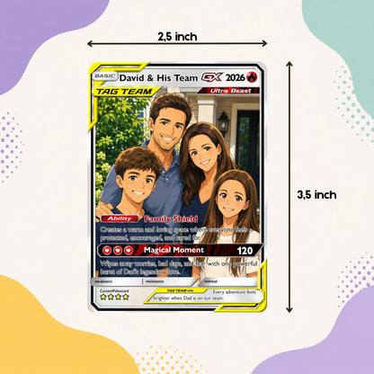 2026 Happy Family Custom Pokémon Card - Comic Anime Style Personalized Pokémon Card for Family - Perfect Gift for Parents & Kids - CPC 8
