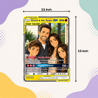 2026 Happy Family Custom Pokémon Card - Comic Anime Style Personalized Pokémon Card for Family - Perfect Gift for Parents & Kids - CPC 7