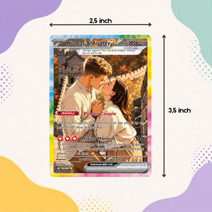 Custom Poke Card for Couple - Anime-Inspired Ghibli Aesthetic Pocket Monster Gift - Customizable Trading Cards - CPC 4