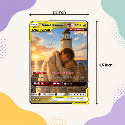 Custom Beach Couple Anime Card - Personalized Summer Vacation Gift, Custom Anime Photo Card, Valentine Gift, Gift for Him, Gift for Her, Custom Card for Couple - CPC 8.1