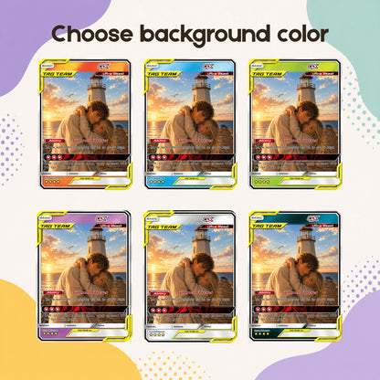 Custom Beach Couple Anime Card - Personalized Summer Vacation Gift, Custom Anime Photo Card, Valentine Gift, Gift for Him, Gift for Her, Custom Card for Couple - CPC 8.1
