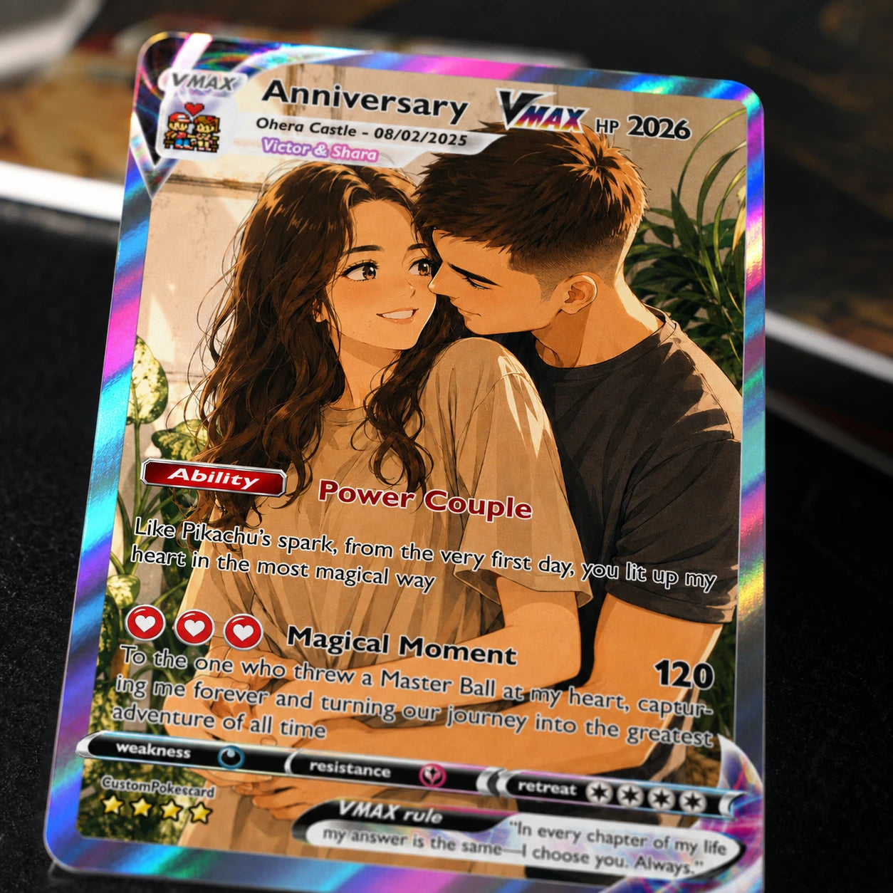 Anime Transformation Custom Pokemon Card - Personalized Poke Card for Couples - Holographic Effect Available- CPC 2