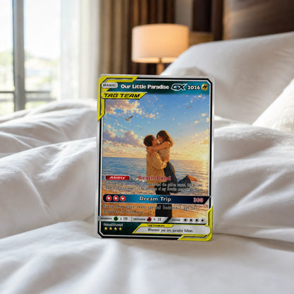 Custom Beach Couple Anime Card - Personalized Summer Vacation Gift, Custom Anime Photo Card, Valentine Gift, Gift for Him, Gift for Her, Custom Card for Couple - CPC 7.1