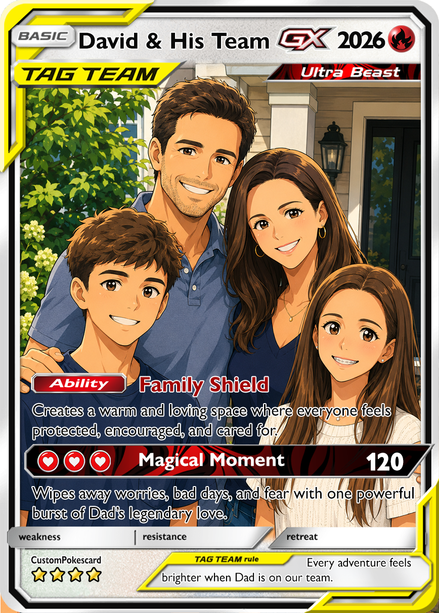 Custom card held in hands