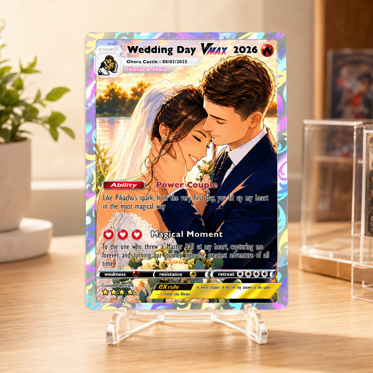 Anniversary Card, Anime Wedding Card, Custom Photo Pokemon Card, Bespoke Couple Cards, Gift for Him/Her, Anniversary Presents, CPC 3