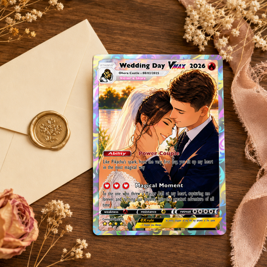 Anniversary Card, Anime Wedding Card, Custom Photo Pokemon Card, Bespoke Couple Cards, Gift for Him/Her, Anniversary Presents, CPC 3