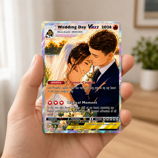 Anniversary Card, Anime Wedding Card, Custom Photo Pokemon Card, Bespoke Couple Cards, Gift for Him/Her, Anniversary Presents, CPC 3
