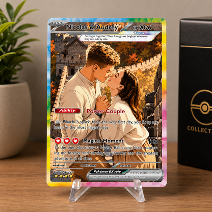 Custom Poke Card for Couple - Anime-Inspired Ghibli Aesthetic Pocket Monster Gift - Customizable Trading Cards - CPC 4