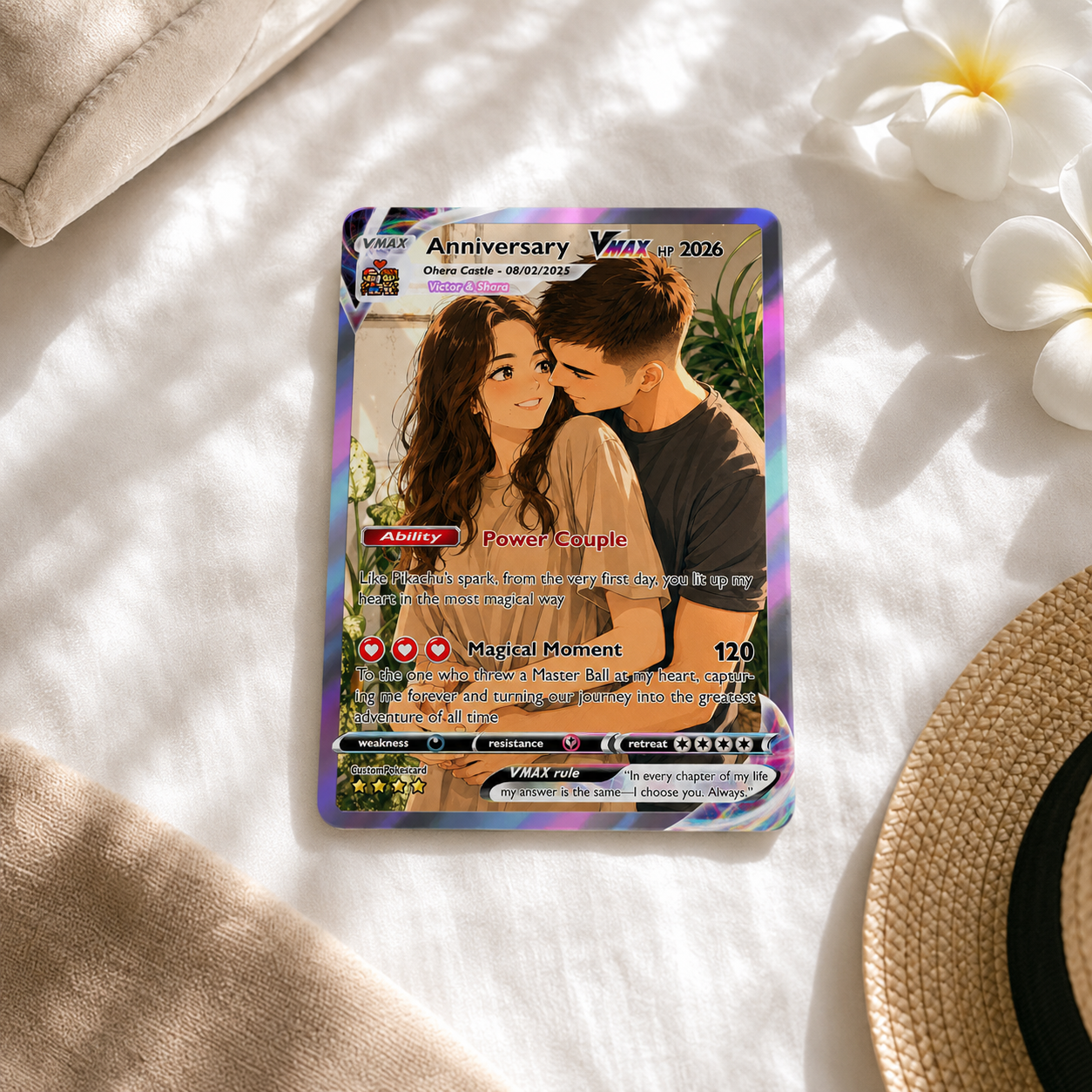 Anime Transformation Custom Pokemon Card - Personalized Poke Card for Couples - Holographic Effect Available- CPC 2