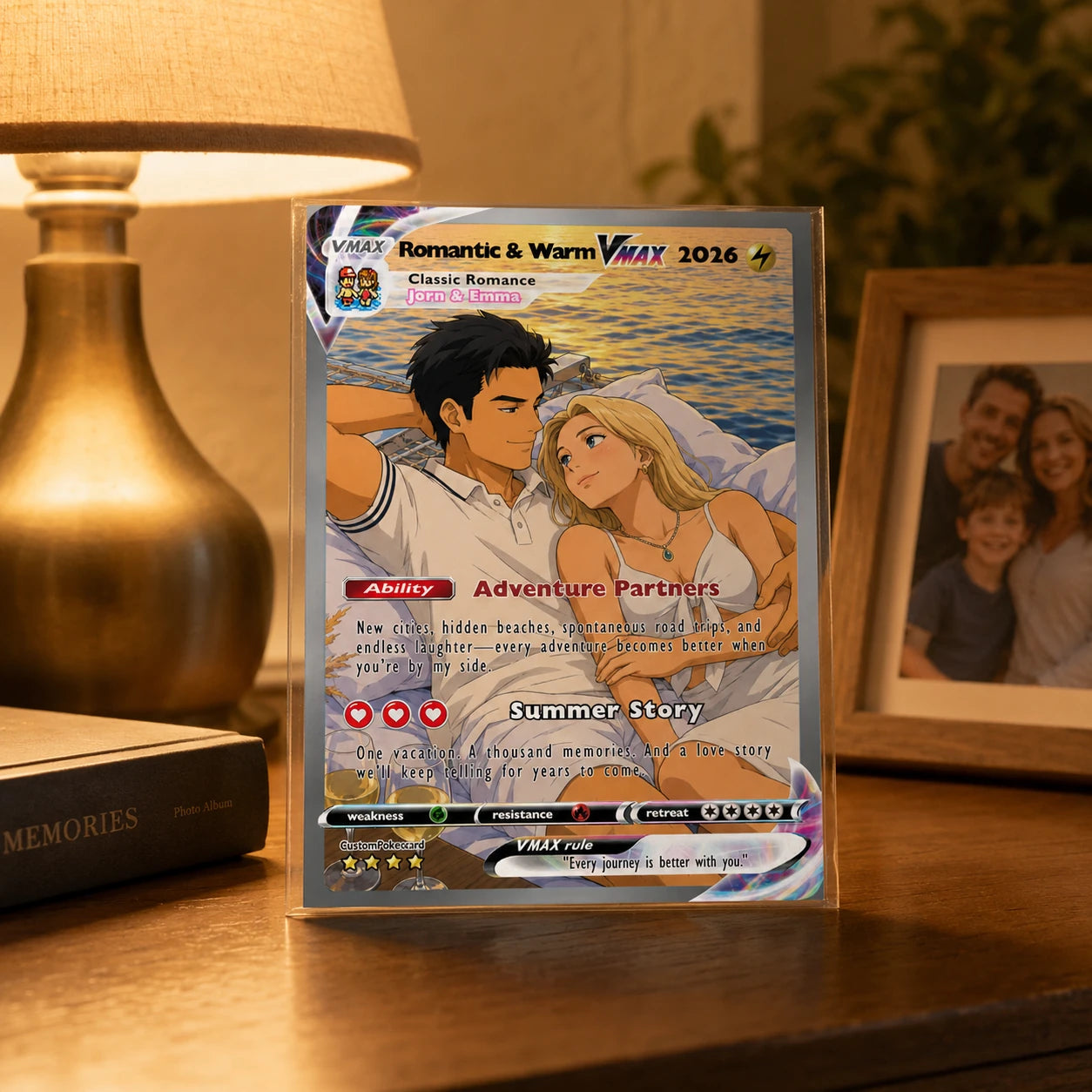 Custom Beach Couple Anime Card - Personalized Summer Vacation Gift, Custom Anime Photo Card, Valentine Gift, Gift for Him, Gift for Her, Custom Card for Couple - CPC 2.1