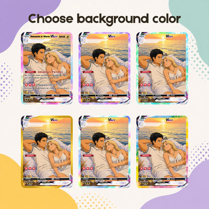 Custom Beach Couple Anime Card - Personalized Summer Vacation Gift, Custom Anime Photo Card, Valentine Gift, Gift for Him, Gift for Her, Custom Card for Couple - CPC 2.1